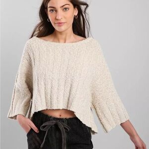 Free People Cream Knit Sweater